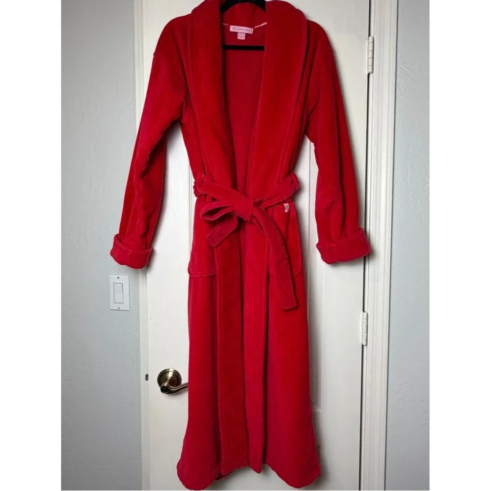 Vintage Victoria's Secret Red Terry Cloth Bathrobe M Heavyweight Spa Luxury